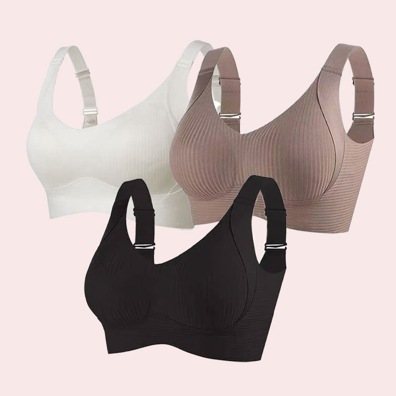 đRibbad push-up-bh med justerbara byglar för kvinnor/ đWomen's Ribbed Push Up Adjustable Wireless Bra