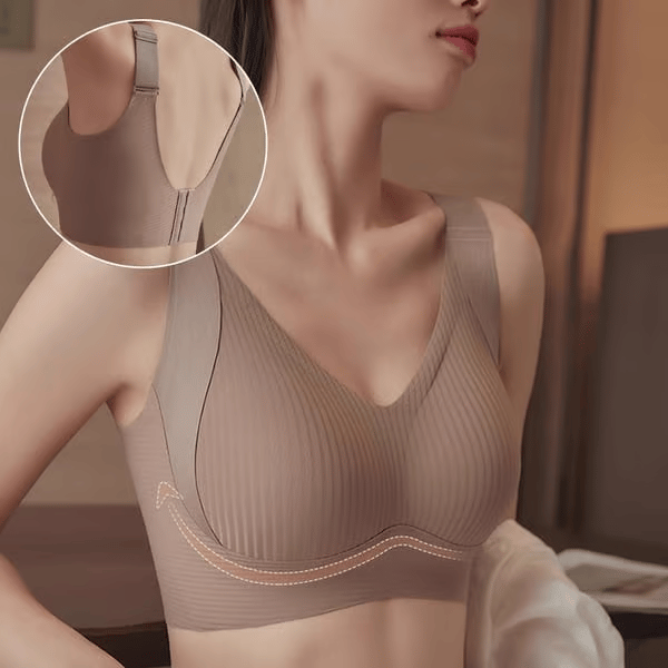 đRibbad push-up-bh med justerbara byglar för kvinnor/ đWomen's Ribbed Push Up Adjustable Wireless Bra