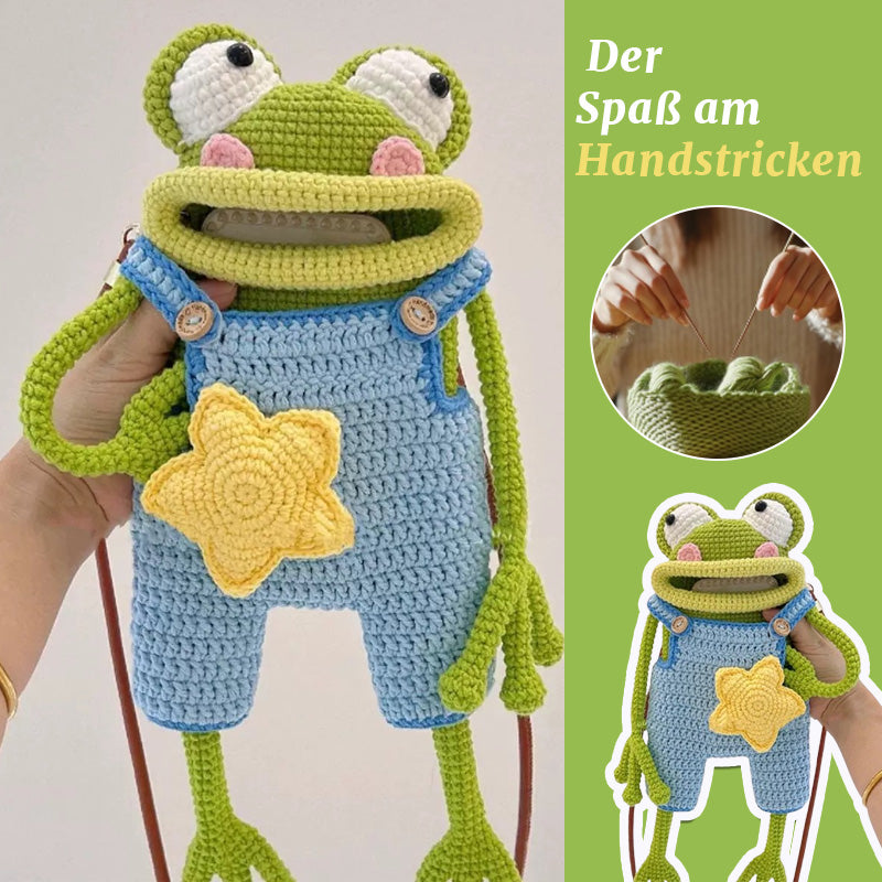 Big Mouth Frog Crossbody Bag/DIY virkad axelremsväska med stor grodmynning