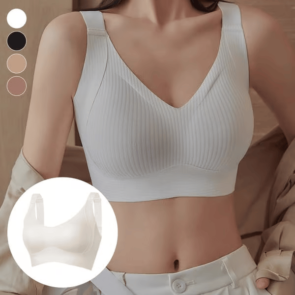 đRibbad push-up-bh med justerbara byglar för kvinnor/ đWomen's Ribbed Push Up Adjustable Wireless Bra