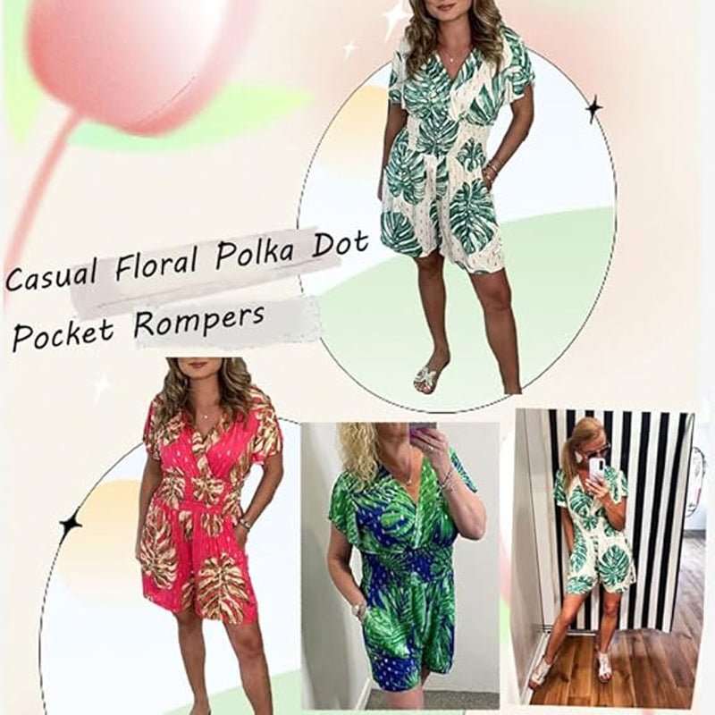 🌿 Fräsch V-ringad Jumpsuit med Blommigt Tryck 🌿