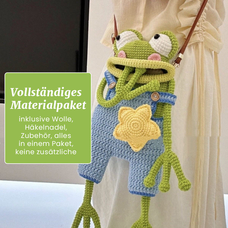 Big Mouth Frog Crossbody Bag/DIY virkad axelremsväska med stor grodmynning
