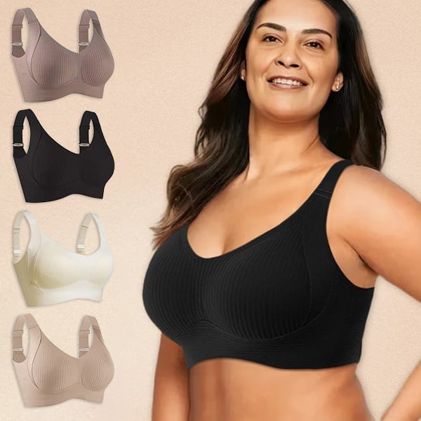 đRibbad push-up-bh med justerbara byglar för kvinnor/ đWomen's Ribbed Push Up Adjustable Wireless Bra