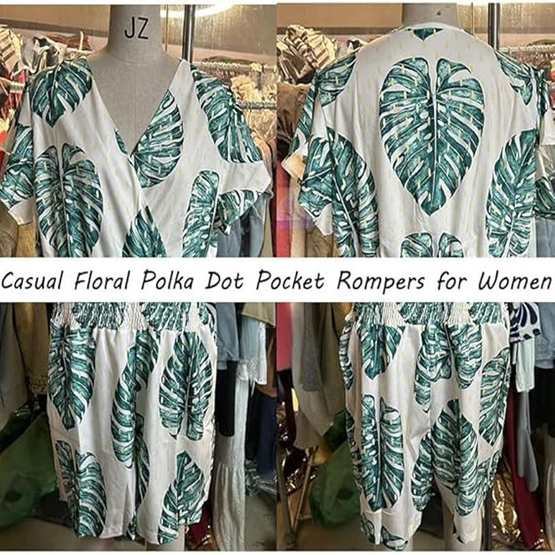 🌿 Fräsch V-ringad Jumpsuit med Blommigt Tryck 🌿