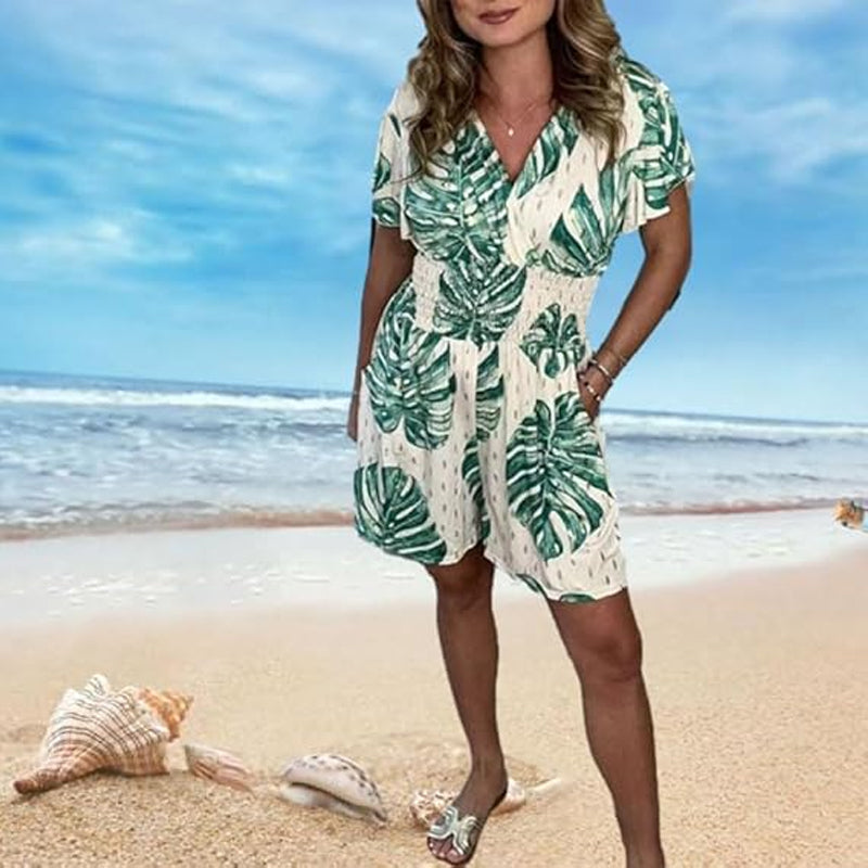 🌿 Fräsch V-ringad Jumpsuit med Blommigt Tryck 🌿