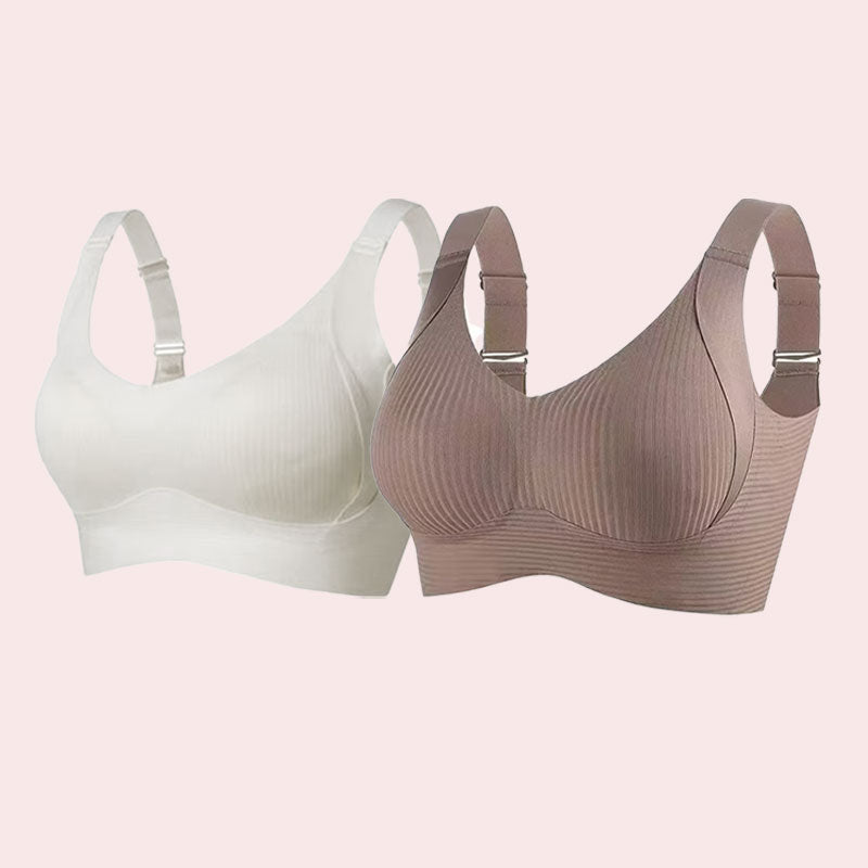 đRibbad push-up-bh med justerbara byglar för kvinnor/ đWomen's Ribbed Push Up Adjustable Wireless Bra