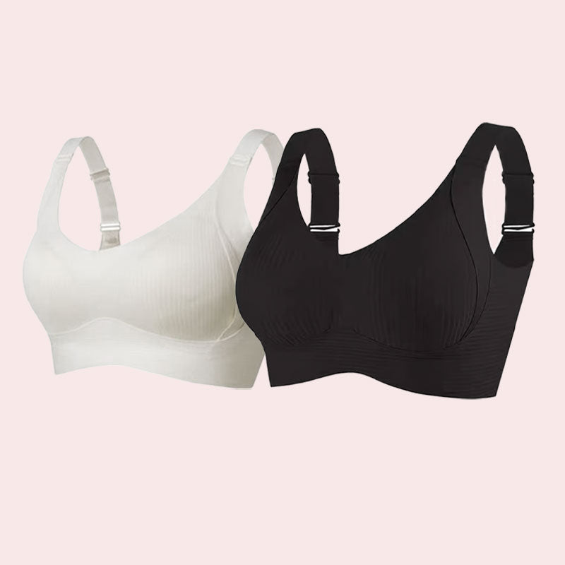 đRibbad push-up-bh med justerbara byglar för kvinnor/ đWomen's Ribbed Push Up Adjustable Wireless Bra
