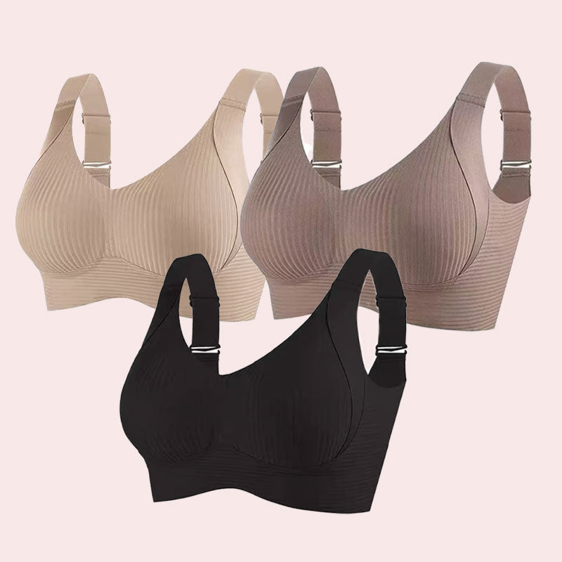 đRibbad push-up-bh med justerbara byglar för kvinnor/ đWomen's Ribbed Push Up Adjustable Wireless Bra