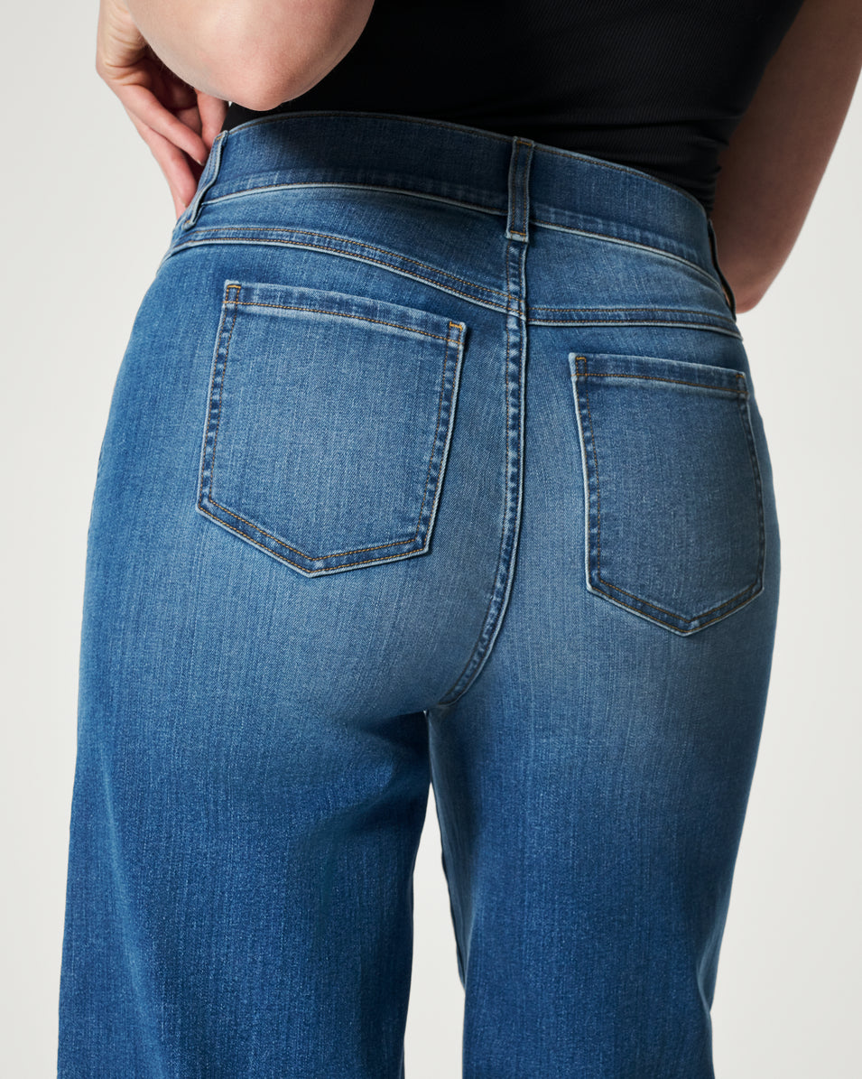 Jeans med vida ben och sömmar fram, Vintage Indigo