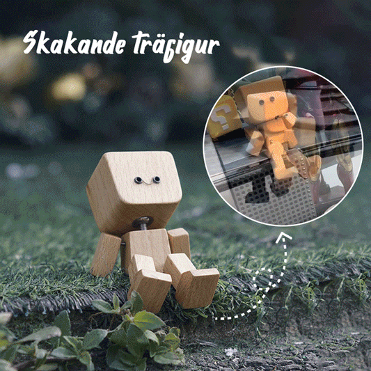 Charmig liten träfigur som svänger med 12 magnetiska uttryck