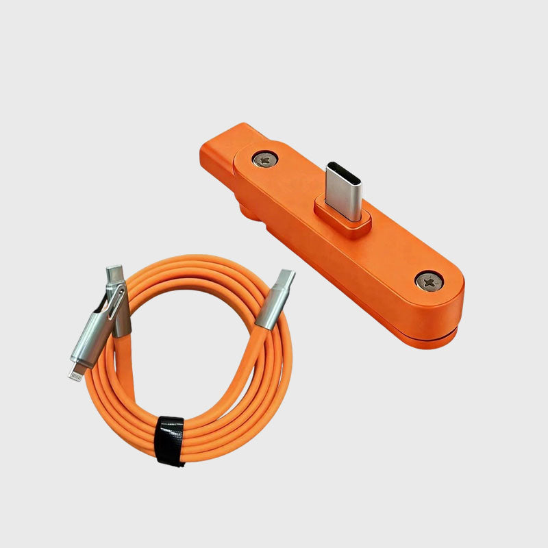 2-i-1 laddningskabel med 240W SuperCharge, 360° roterbart & osynligt stativ, avtagbar design