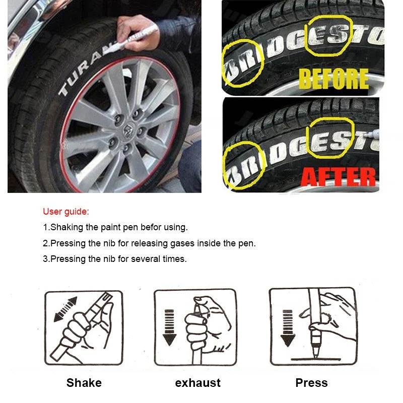 🔥Superdeal! 29% Rabatt! – Vattentålig Däckfärgpenn – Permanent, Enkel att Använda & Passar Alla Däckmärken