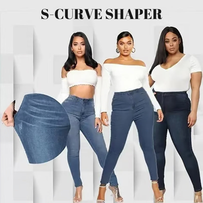 Perfekt stretchig skinny fit pull-on push-up plus-size denim jeans leggings