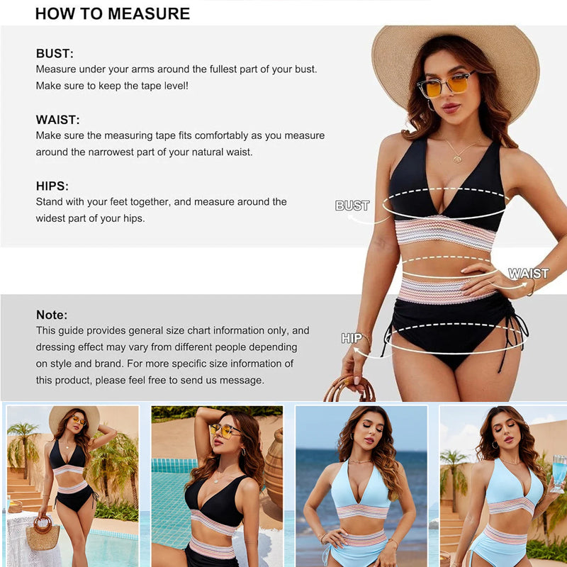 ⏰Veckans specialerbjudande: 60 % rabatt☀️2025 Tummy Control Colour Block bikinis med hög krage
