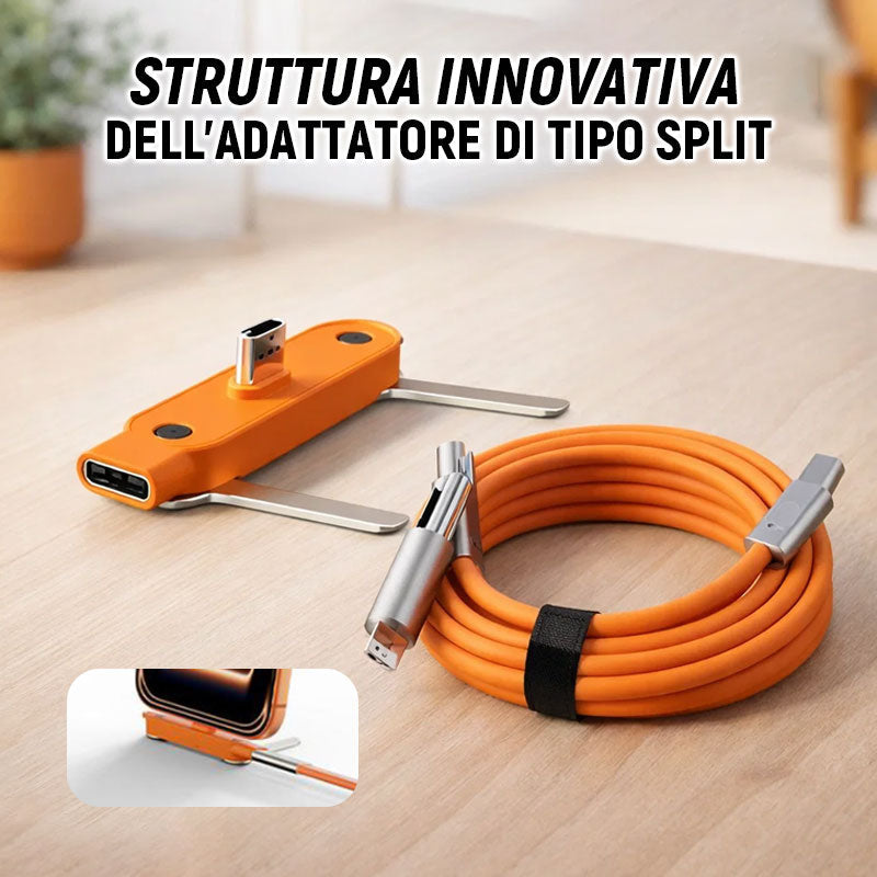 2-i-1 laddningskabel med 240W SuperCharge, 360° roterbart & osynligt stativ, avtagbar design