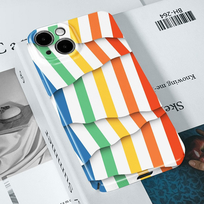 🌈Färgkontrast randigt filmskal för mobilen