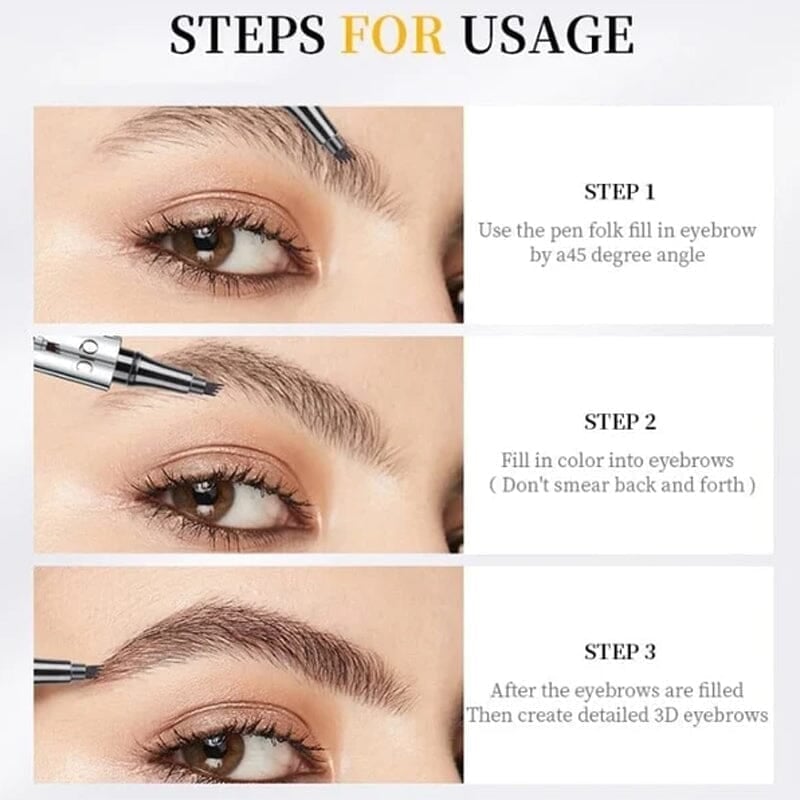 3D Vattentät Microblading Ögonbrynspenna 4 Gaffelspets Tatueringspenna