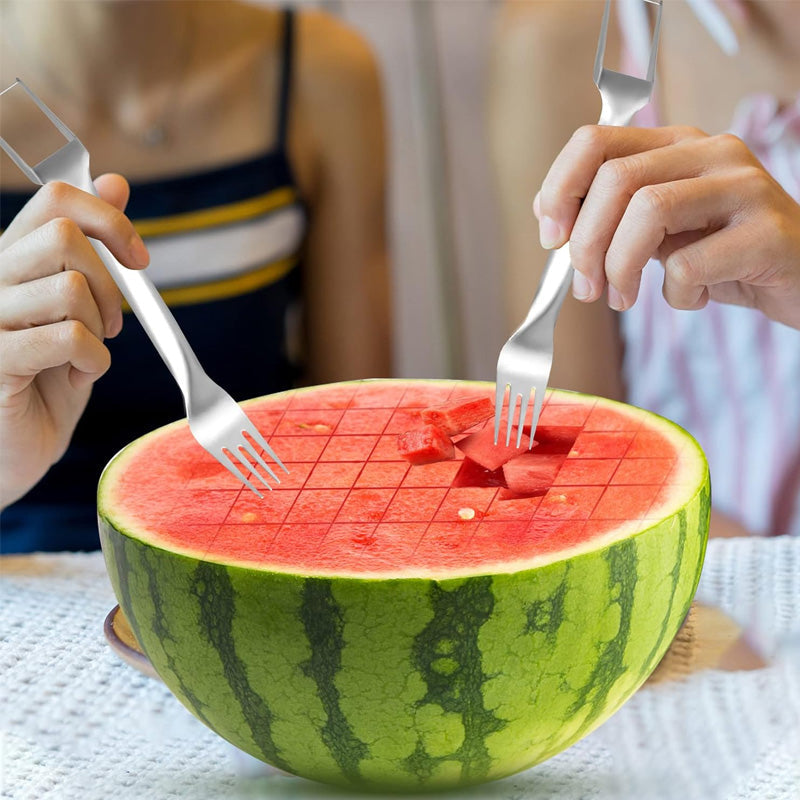 🍉2-i-1 tärningsgaffel för vattenmeloner