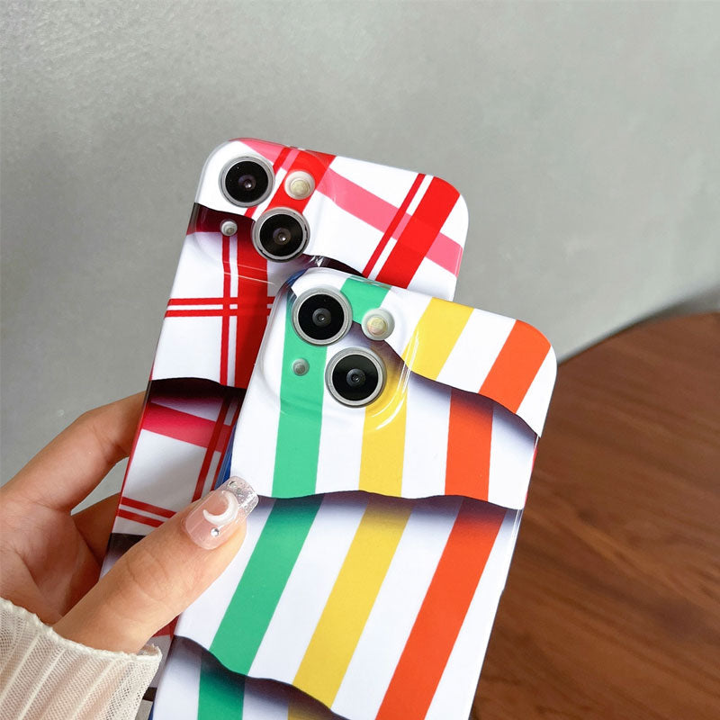 🌈Färgkontrast randigt filmskal för mobilen