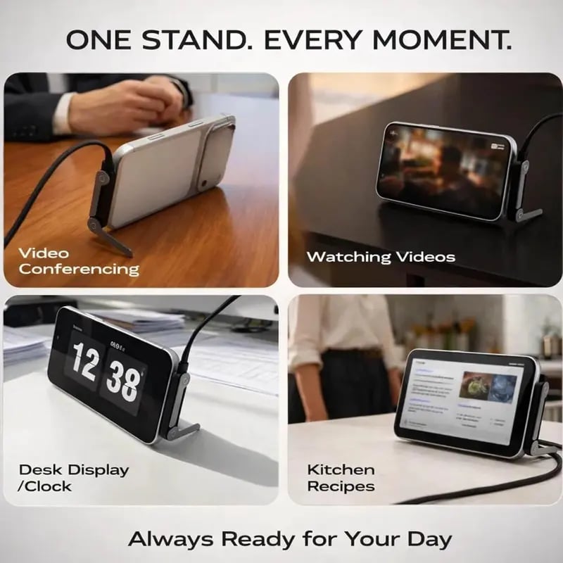 2-i-1 laddningskabel med 240W SuperCharge, 360° roterbart & osynligt stativ, avtagbar design