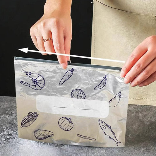 Återanvändbara förslutningsbara förvaringspåsar av aluminiumfolie
