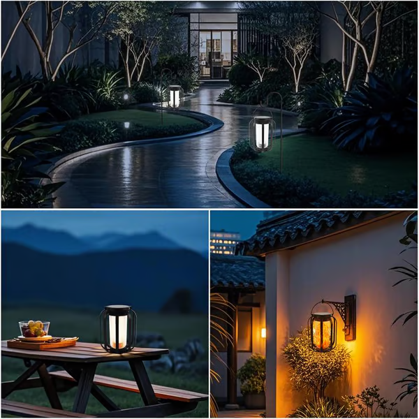 🔥Uppgraderad flimrande låga sol lykta utomhus vattentätt ljus