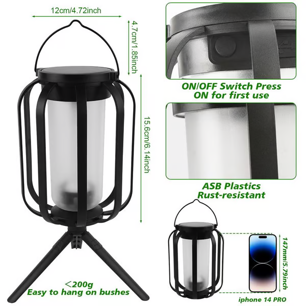 🔥Uppgraderad flimrande låga sol lykta utomhus vattentätt ljus