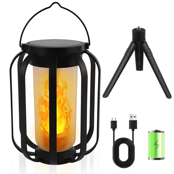 🔥Uppgraderad flimrande låga sol lykta utomhus vattentätt ljus